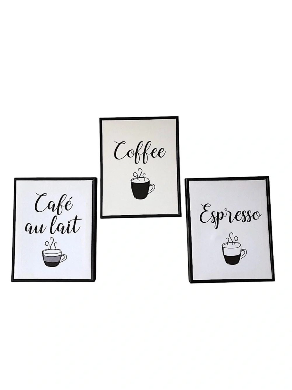 Coffee Lover's Wood Base Panels Set of 3 Modern m Minimalist Wall Art Prints